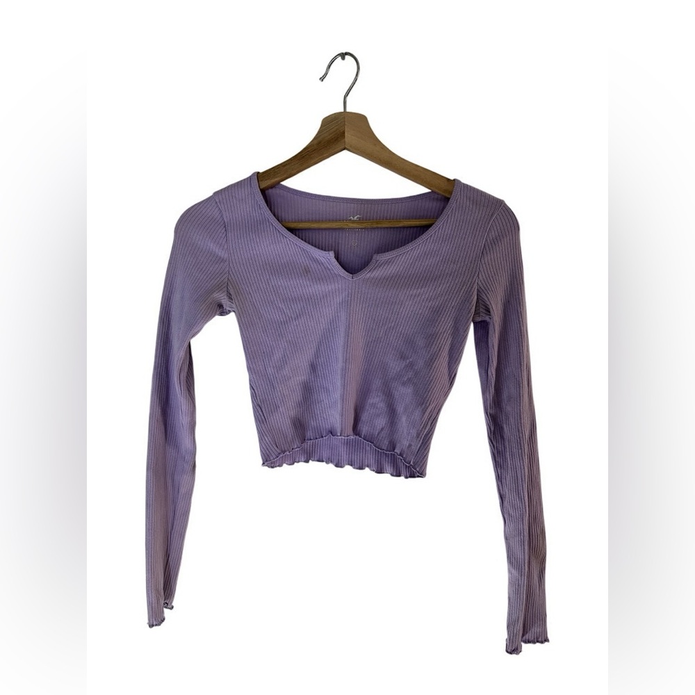 Hollister Lavender Ribbed Long Sleeve Top